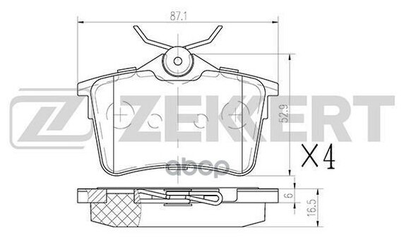 Колодки Торм. Диск. Задн. Citroen Berlingo (B9) 08- 308 Sw 07- Partner Ii 08- Partner Tepee 08- Zekkert арт. BS1012