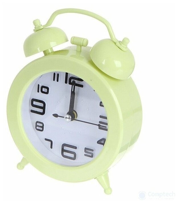 фото Perfeo Quartz часы-будильник "PF-TC-015", круглые диам. 9,5 см, зелёные