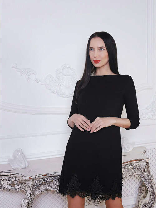 Платье CHRISTINA BEREZHNEVA, вискоза, трапециевидный силуэт, мини, размер 44, черный