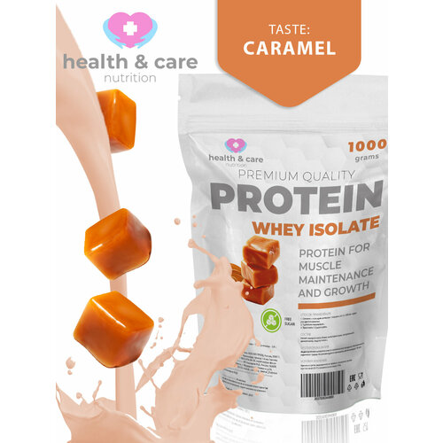 Протеин сывороточный от Health & Care 1000 грамм со вкусом карамели
