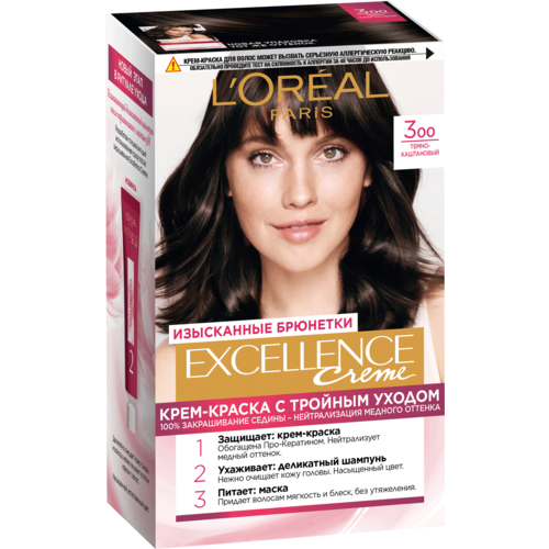 L'Oreal Paris Excellence стойкая крем-краска для волос, 3.00 темно-каштановый