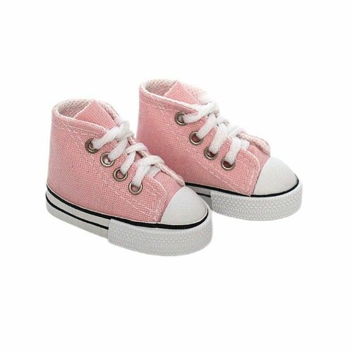 Обувь для кукол, Кеды на шнурках 7 см для кукол БЖД до 50 см, светло-розовые