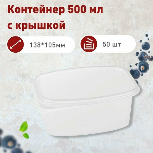 Одноразовый контейнер пищевой / пластиковый контейнер с крышкой 500 мл