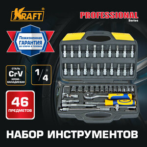 Набор инструмента 1/4"Dr 46 предметов (пластиковый кейс+блистер)