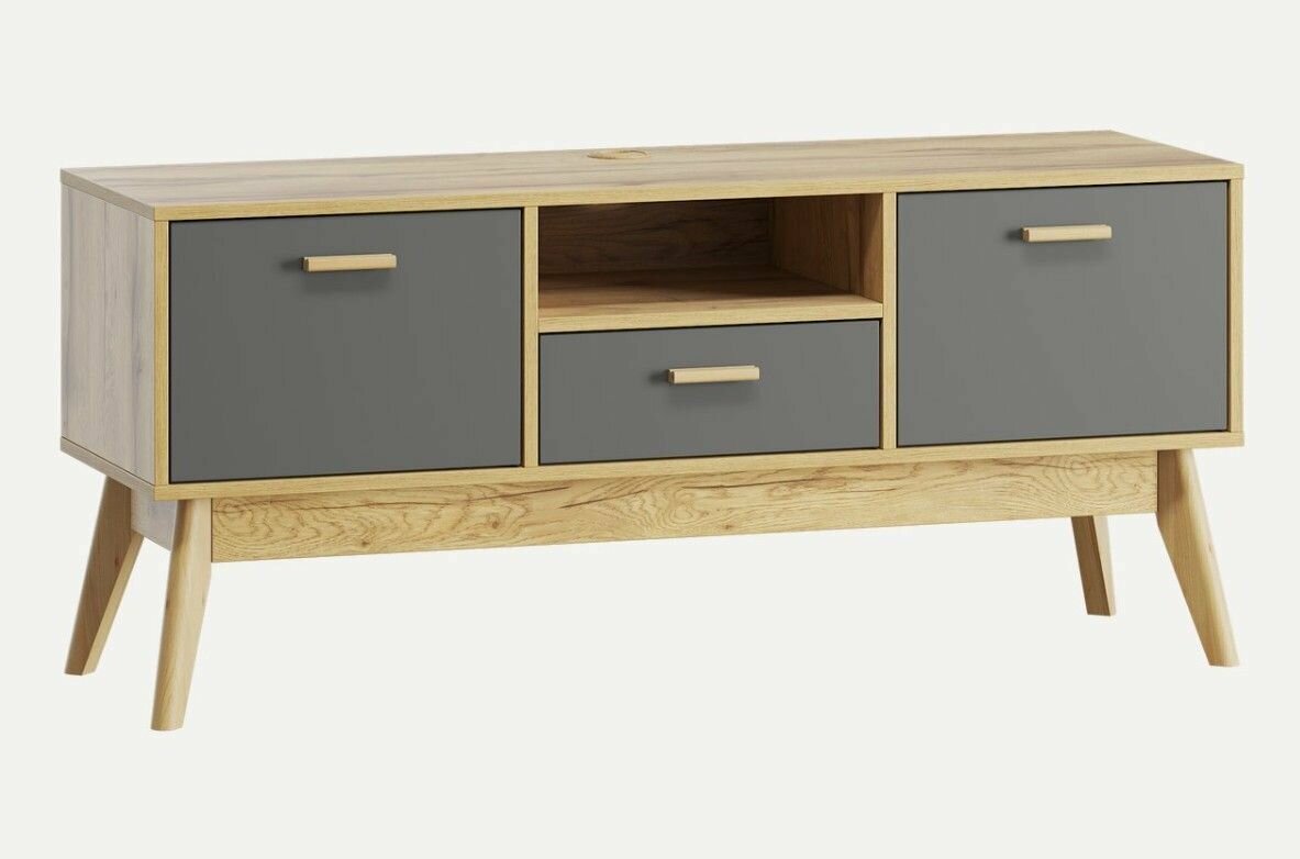 фото ТВ-тумба Нордик-2 Wood Grey, 128 см х 40 см х 57 см