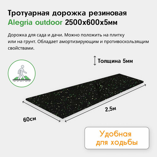 Противоскользящая дорожка Alegria outdoor 2500х600х5 мм зеленый, черный, белый, серый