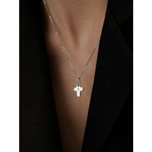 Крестик Argentum серебро 925 проба родирование фианит размер 25 см 1033₽