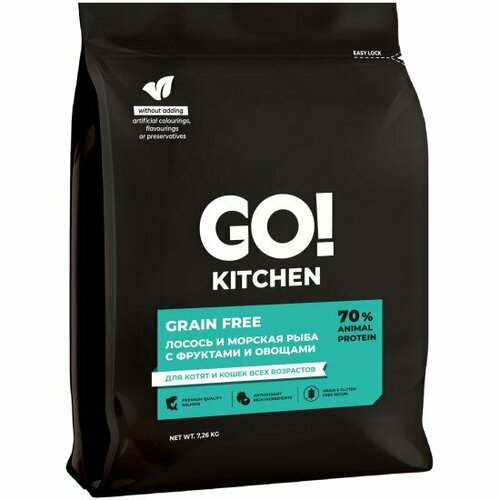GO! Kitchen Carnivore Grain Free - Беззерновой корм для котят и кошек с чувствительным пищеварением, с лососем и морской рыбой