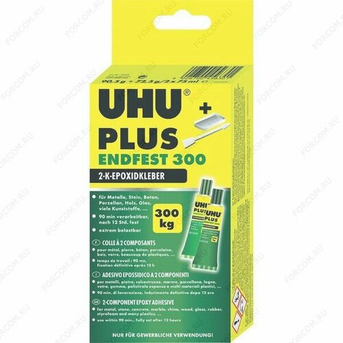 фото Клей эпоксидный uhu plus endfest 300, 90 min, двухкомпонентный сверхпрочный, 163 гр. (uhu 45630)