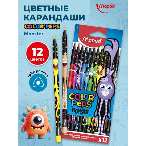 Карандаши цветные MAPED 12 цветов для рисования монстры 120₽