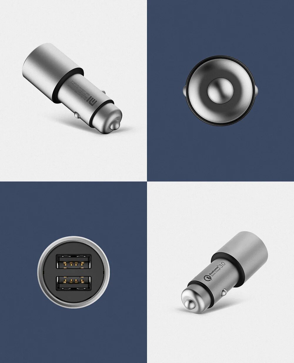 Изображение Оригинальное автомобильное зарядное устройство Xiaomi 5 В/2,4 А 9 В/2 а 12 В/1,5 А, зарядное устройство с двумя USB-портами QC3.0, быстрая зарядка для iPhone, Xiaomi, iPad, Samsung