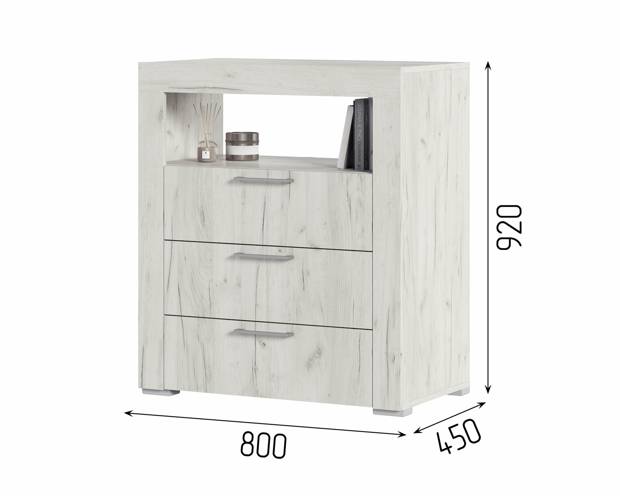 Комод Гранд К2 (800х917х449) цвет Дуб крафт белый Стендмебель