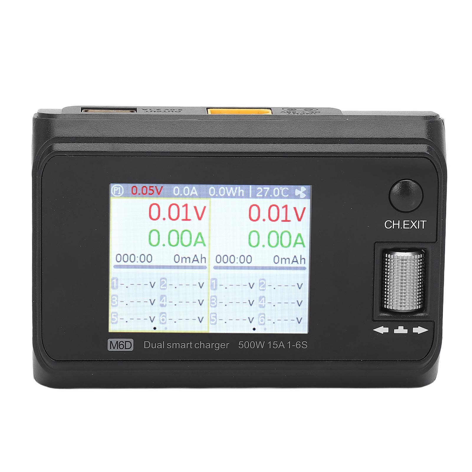 Двухканальное зарядное устройство 500W, DC, с LCD 2.4 дюйма, балансировщик для литиевых аккумуляторов, для модели 1-6S