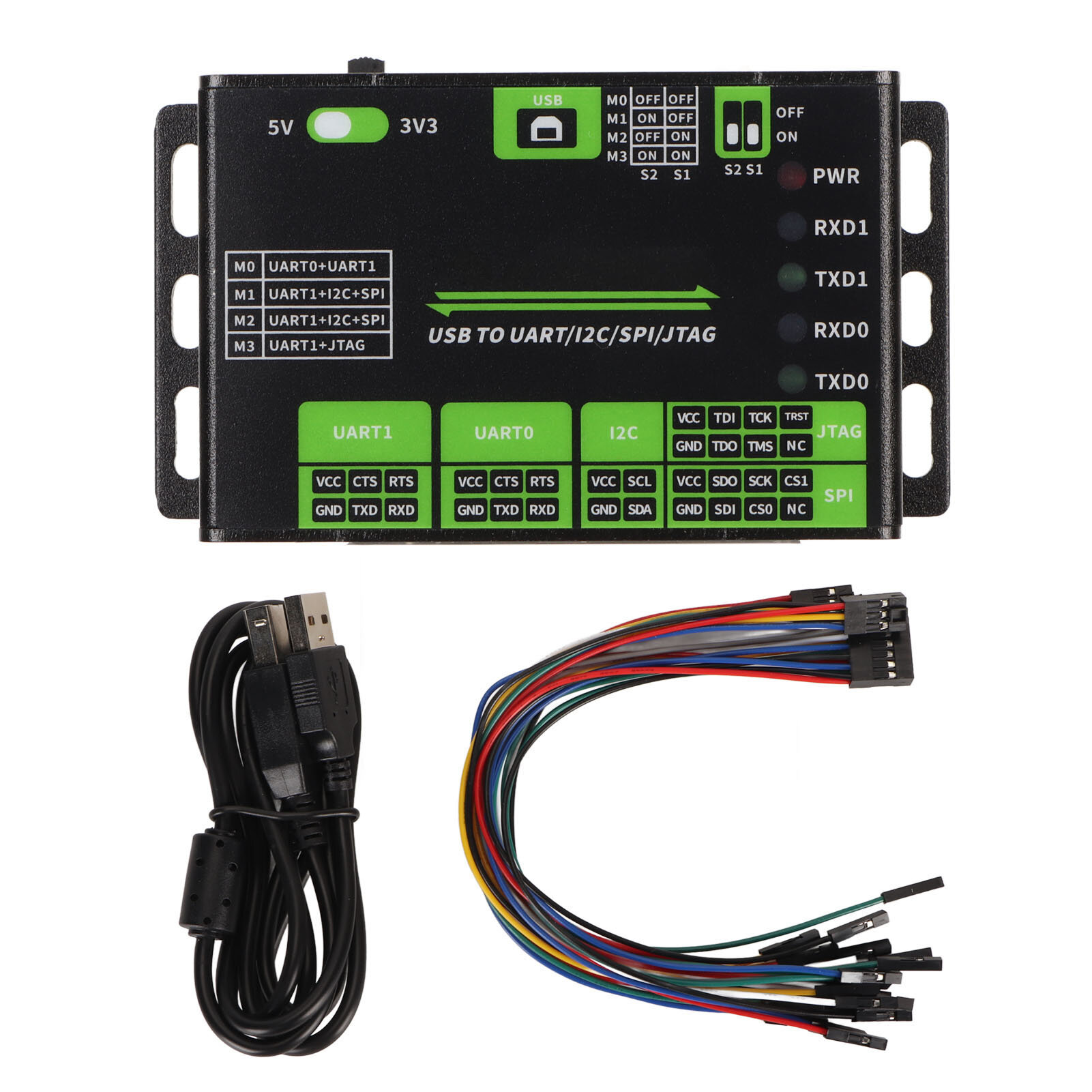 Конвертер USB в UART I2C SPI JTAG поддерживает несколько интерфейсов 3,3 В 5 В, корпус из алюминиевого сплава, промышленный USB-конвертер