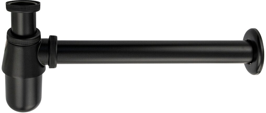 Нижняя часть сифона BRIMIX на раковину металлическая, чёрного цвета - фотография № 1