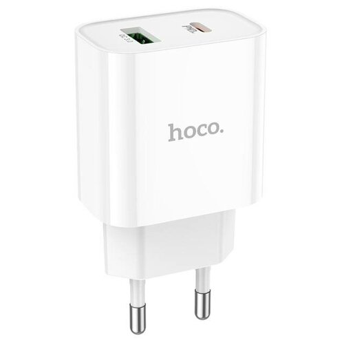 Зарядное устройство HOCO C80A Plus Rapido PD20W+QC3.0, 1xType-C, 1xUSB, белый сетевое зарядное устройство hoco c80a plus rapido 3а pd20w qc3 0 кабель usb type c usb type c 1м белый