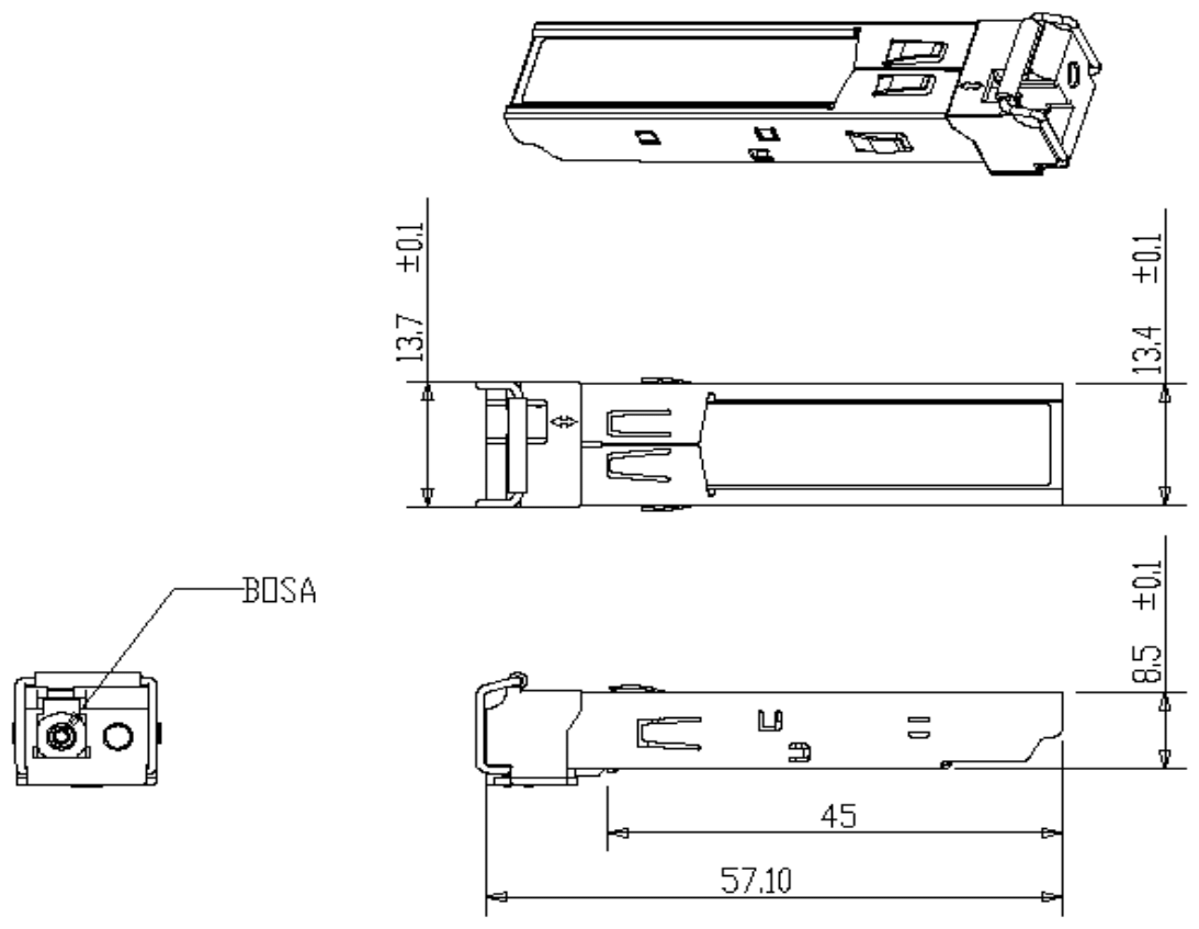 Модуль SFP ACD, 20 км, LC, Tx:1550 нм, Rx:1310 нм, 1.25 Гбит/с, SM, одинарный, WDM, DDM (ACD-SFP-BiDi5.20) - фото №3