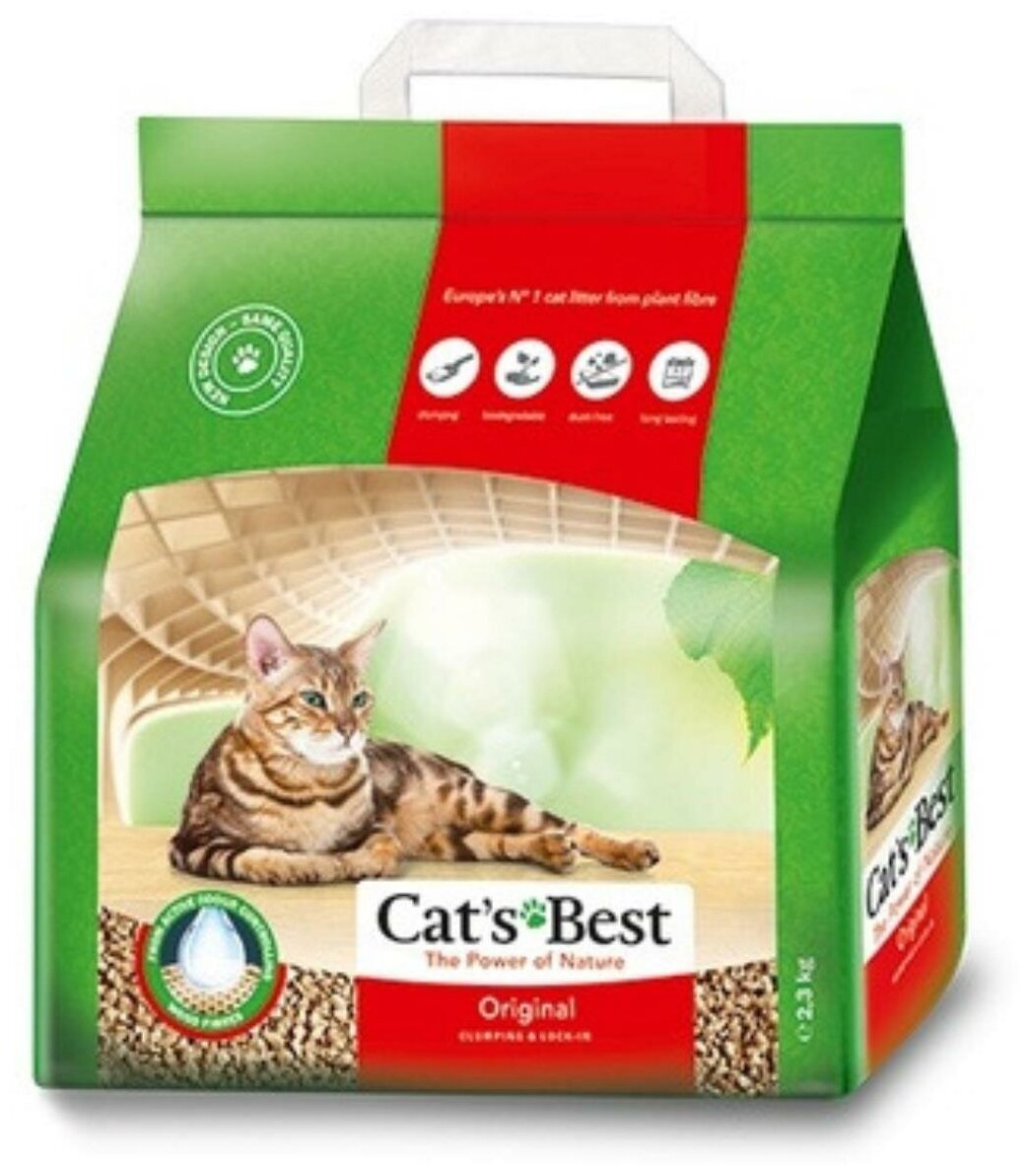 Наполнитель Cat's Best Original для кошек, древесный, комкующийся, 20 л, 8.6 кг - фотография № 8