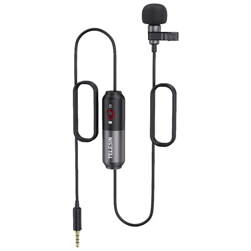 Микрофон проводной Telesin MIC-LAV02, разъем: mini jack 3.5 mm, черный микрофон проводной defender mic 117 разъем mini jack 3 5 mm черный