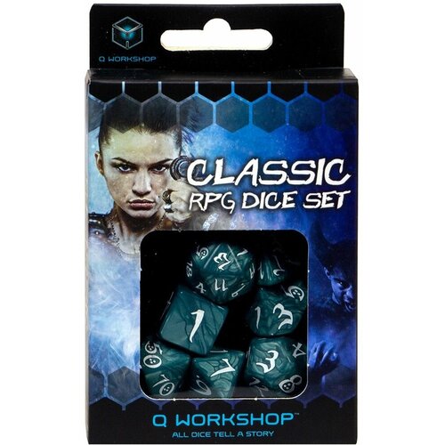 Набор кубиков для настольных ролевых игр (Dungeons and Dragons, DnD, D &D, Pathfinder) - Classic RPG Stormy  & white Dice Set