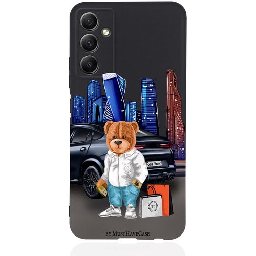 Черный силиконовый чехол MustHaveCase для Samsung Galaxy A34 Tony Moscow city/ Тони Москва Сити