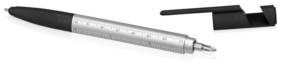 Ручка-стилус металлическая шариковая многофункциональная (6 функций) Multy серебристый