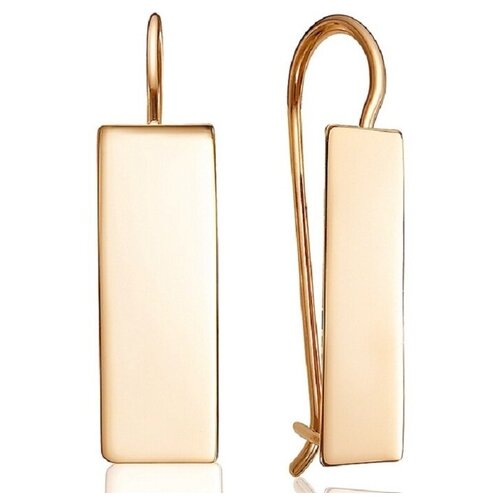 Золотые серьги прямоугольной формы на петле