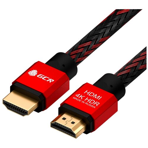 Кабель GCR HDMI - HDMI (GCR), длина 1 м, 1 шт., красный/черно-красный красный, черный
