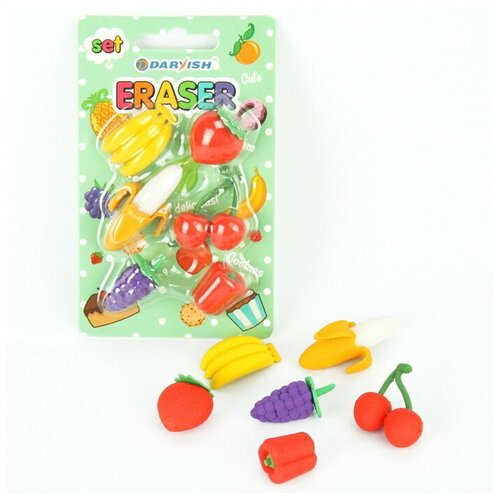 Набор резинка-ластик Фрукты 6 шт 12 наборов Стирательная резинка фигурная Фрукты 1548₽