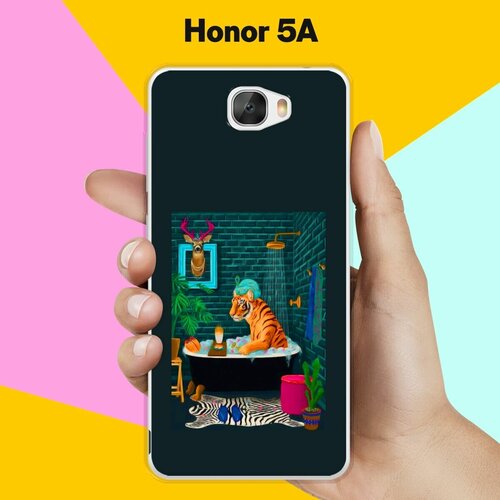 Силиконовый чехол на Honor 5A Тигр в ванной / для Хонор 5А силиконовый чехол на honor 5a хонор 5а бенгальский тигр