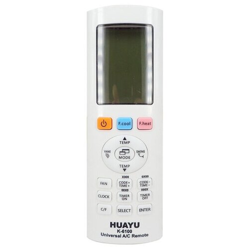 Пульт ДУ Huayu K-6100 для кондиционера белый ac220v digital timer tm623 timer switch latitude automatic adjustment smart switch timer 8 on 8 off