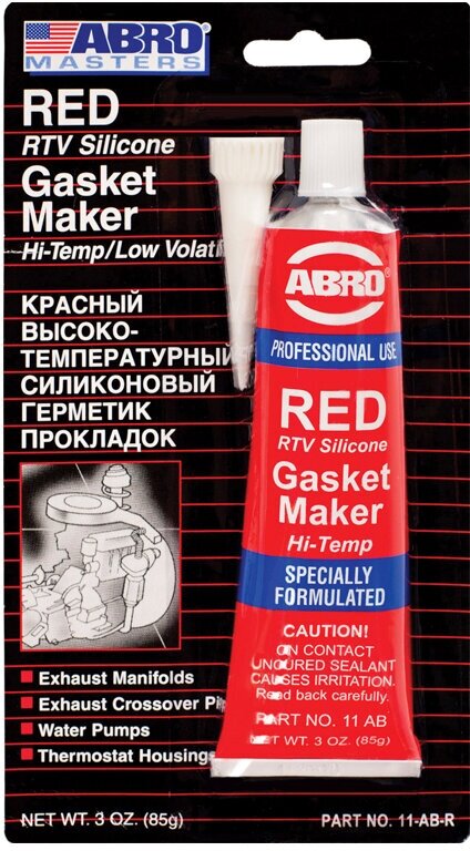 Герметик-прокладка ABRO, высокотемпературный, силиконовый, красный, 85г