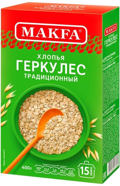 Геркулес Хлопья овсяные "макфа" 400 гр 12шт