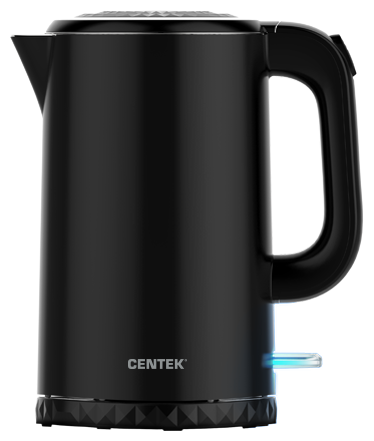 Чайник Centek CT-0020 (Black) металл 1.7л, 2200W, бесшовная колба, двойные стенки