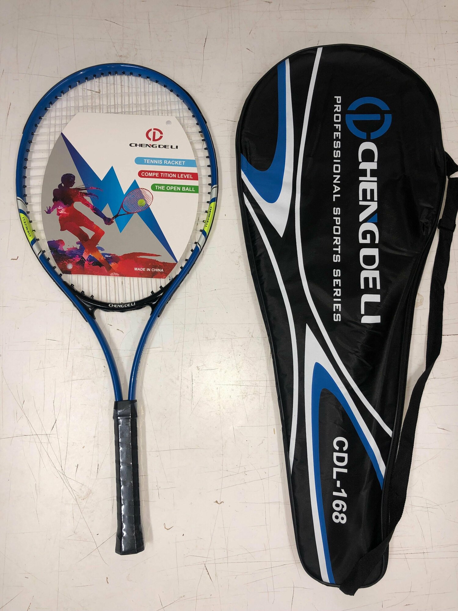 Теннисная ракетка для большого тенниса с чехлом синяя