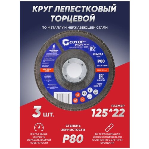 Круг шлифовальный лепестковый Катоп, торцевой 125х80х3