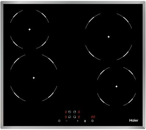 Электрическая варочная панель Haier HHY-C64NFB, цвет панели черный, цвет рамки серебристый