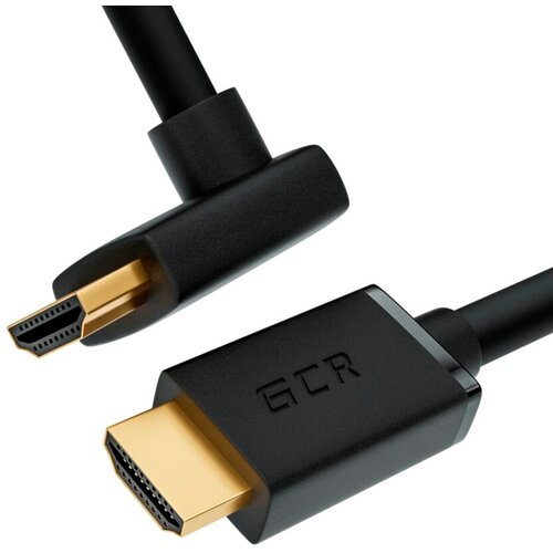 GCR Кабель 3.0m HDMI 2.0, M/M верхний угол, черный, HDR 4:2:2, Ultra HD, 4K 60 fps 60Hz/5K*30Hz, 3D, AUDIO, 18.0 Гбит/с, 28/28 AWG, GCR-52320 Greenconnect HDMI 2.0 - HDMI 2.0 3 м черный (GCR-52320) удлинитель hdmi hdmi greenconnect gcr hmfr6 bb3s 3 0m