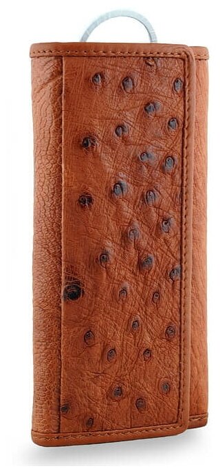 Элегантная ключница Exotic Leather для длинных ключей из кожи страуса цвета Tan 