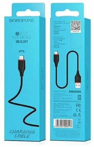 USB-кабель BOROFONE BX17 Enjoy AM-microBM 1 метр, 2A, ПВХ, чёрный