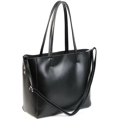 Женская кожаная сумка шоппер трапеция 8689-220 Блек (131420)