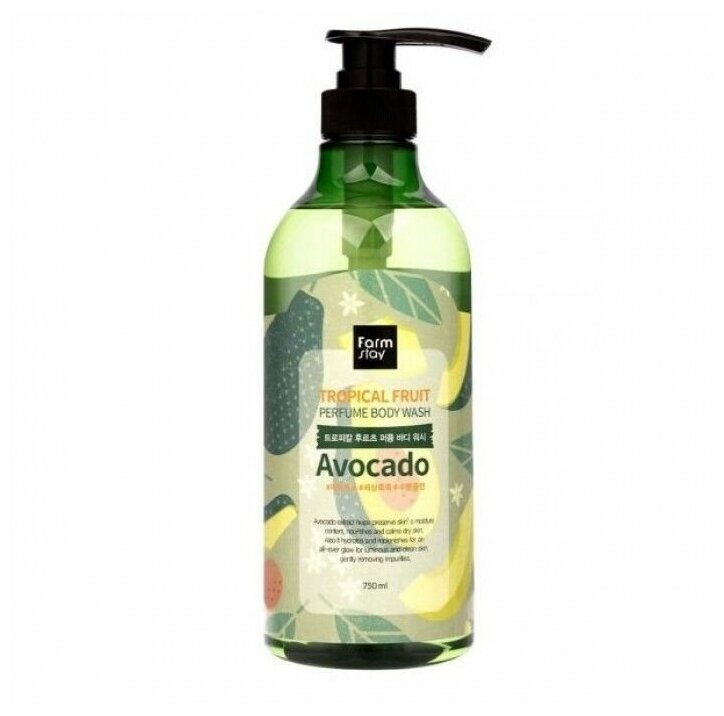 Гель для душа увлажняющий с экстрактом авокадо [FarmStay] Tropical Fruit Perfume Body Wash Avocado