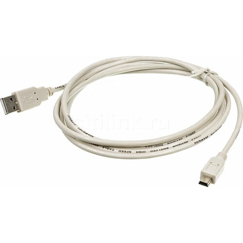 Кабель USB2.0 NingBo USB A(m) - mini USB B (m), 1.8м, серый [usb2.0-m5p] кабель usb a m usb b m 3м феррит кольца серый