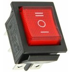 Выключатель клавишный с подсветкой и нейтралью REXANT 250V 16А (6с) ON-OFF-ON красный - изображение