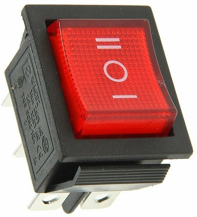 Выключатель клавишный Rexant 36-2390 250V 16A (6с) ON-OFF красный с подсветкой и нейтралью - фотография № 1