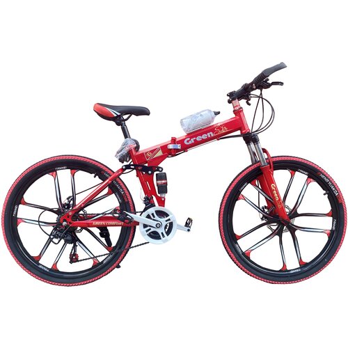 фото Складной велосипед на литых дисках green красный 10l green bike