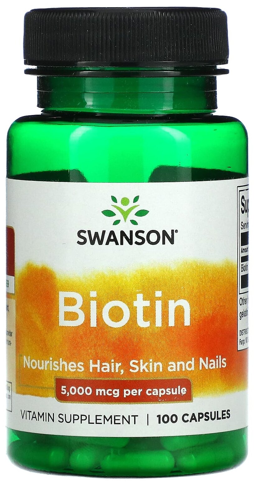 Biotin, 5000 мкг, 50 мл, 100 г, 100 шт.