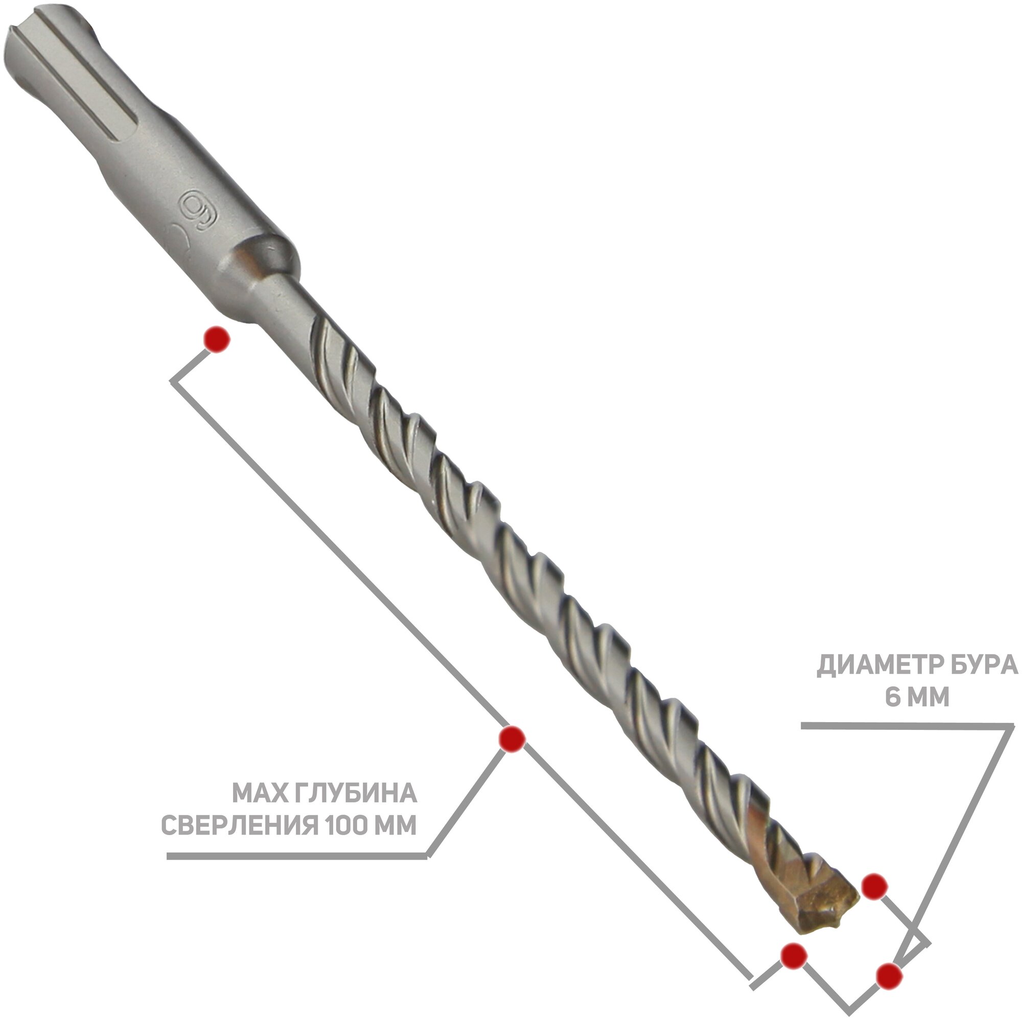 Бур по бетону D.BOR V Plus SDS-plus 6x100/160 мм (арт. 2408) - фотография № 6