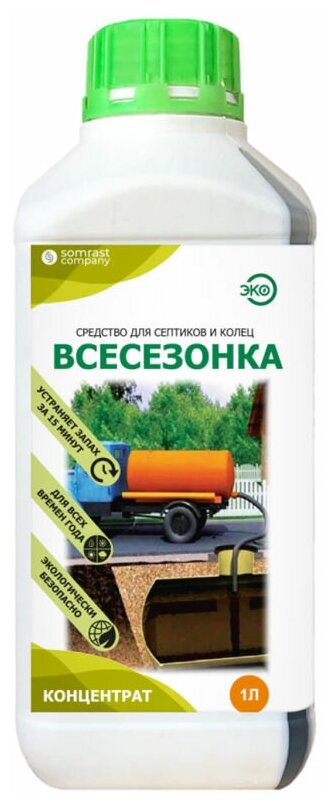 Всесезонка 4x1 л жидкое средство для выгребных ям септиков летом и зимой