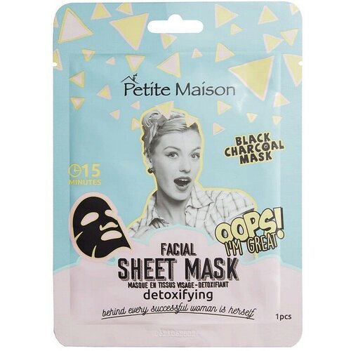 Маска для лица, Petite Maison, Facial sheet mask detoxifying, детоксицирующая, 25 мл маска для лица sheet mask detoxifying mascarilla facial purificante petite maison 25 ml